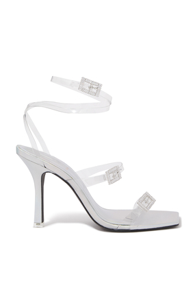Livia Crystal Embellished PVC Strap Sandals